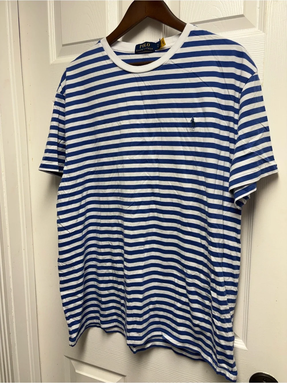 Polo by Ralph Lauren Blue & White Striped Crew Neck T-Shirt XL